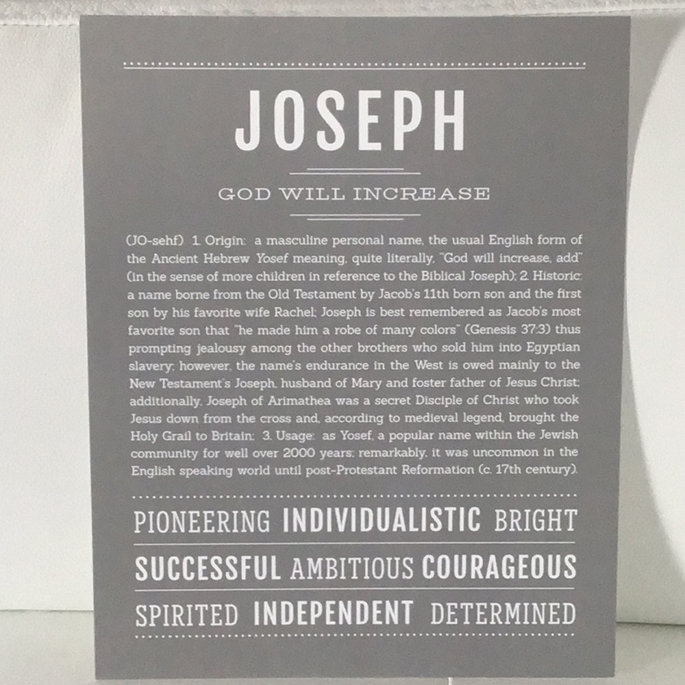 Original “Name Stories”- JOSEPH